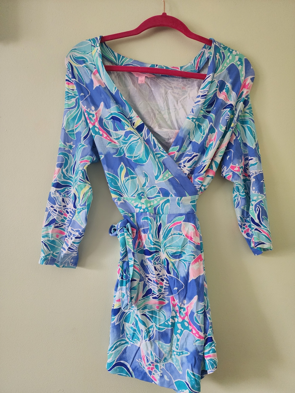 Lilly Pulitzer Aqua & Pink Floral Wrap Romper